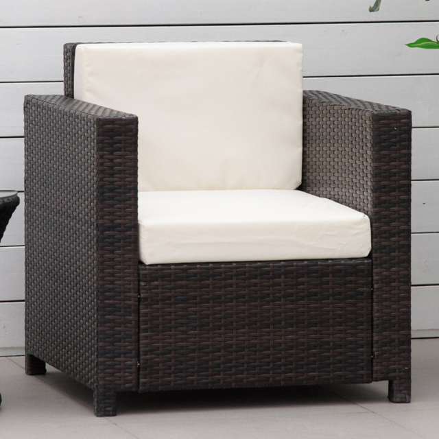 Outsunny Brown Rattan Armchair with Cushion - Size: 1 Seater - Wilko - image 1