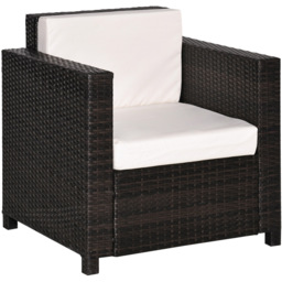 Outsunny Brown Rattan Armchair with Cushion - Size: 1 Seater - Wilko - thumbnail 3