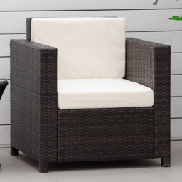 Outsunny Brown Rattan Armchair with Cushion - Size: 1 Seater - Wilko - thumbnail 1