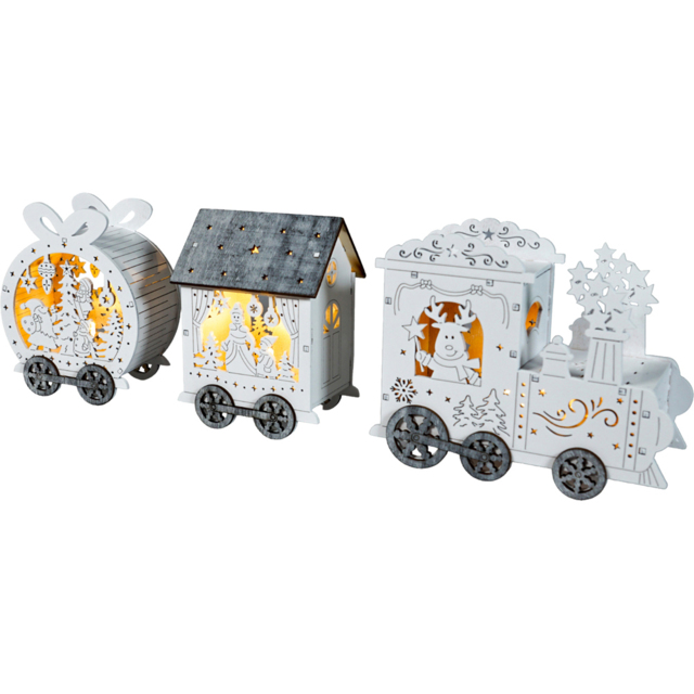Xmas Haus Festive Led Wooden Train - Size: 137 x 355 x 80cm - White - Wilko - image 1