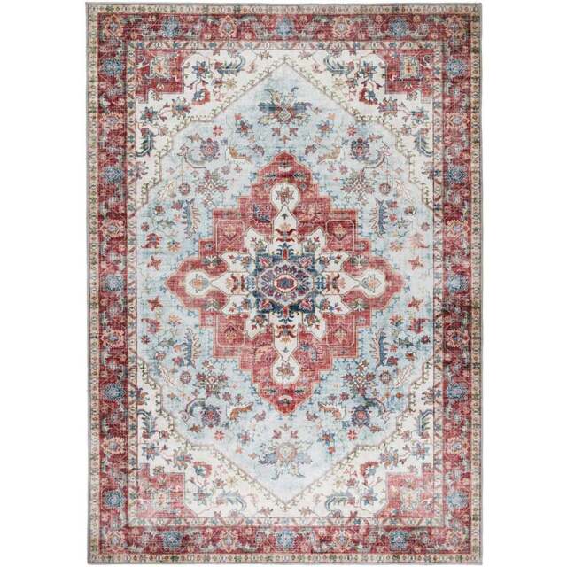 Origins My Washable Blue and Red Marrakesh Rug 80 x 150cm - Origins Rugs - Wilko - image 1
