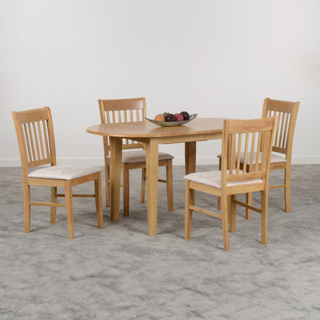 Seconique Oxford 4 Seater Extending Dining Set Natural Oak and Mink Microsuede - Brown - Wilko - image 1