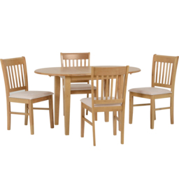 Seconique Oxford 4 Seater Extending Dining Set Natural Oak and Mink Microsuede - Brown - Wilko - thumbnail 3