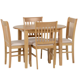 Seconique Oxford 4 Seater Extending Dining Set Natural Oak and Mink Microsuede - Brown - Wilko - thumbnail 4