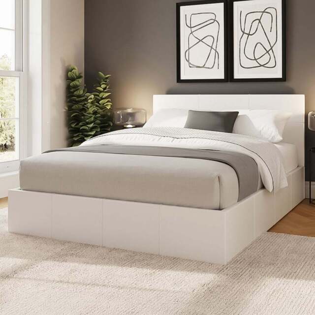 GFW Double White Side Lift Ottoman Bed - Wilko - image 1