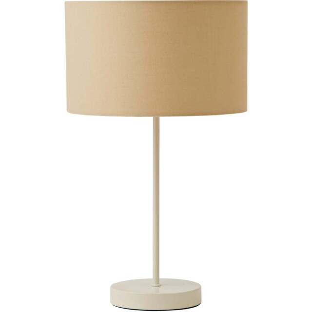 ValueLights Charlie Cream Drum Shade White Table Lamp and Bulb - Size: 43 x 25 x 25cm - Wilko - image 1