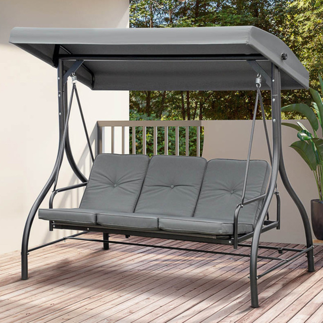 Outsunny 3 Seater Dark Grey Swing Chair with Canopy - Wilko - image 1