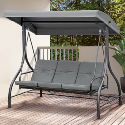 Outsunny 3 Seater Dark Grey Swing Chair with Canopy - Wilko - thumbnail 1