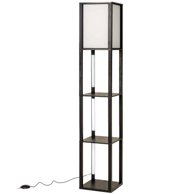 Costway 3 Shelf with LED Strips Modern Floor Lamp with Lampshade - Size: 163 x 29 x 29cm - Black - Wilko - image 1