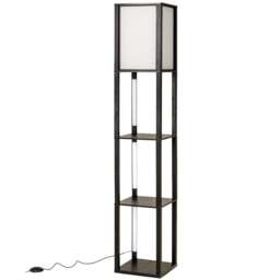 Costway 3 Shelf with LED Strips Modern Floor Lamp with Lampshade - Size: 163 x 29 x 29cm - Black - Wilko - thumbnail 1