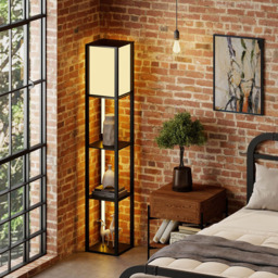 Costway 3 Shelf with LED Strips Modern Floor Lamp with Lampshade - Size: 163 x 29 x 29cm - Black - Wilko - thumbnail 6