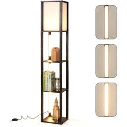 Costway 3 Shelf with LED Strips Modern Floor Lamp with Lampshade - Size: 163 x 29 x 29cm - Black - Wilko - thumbnail 4