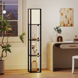 Costway 3 Shelf with LED Strips Modern Floor Lamp with Lampshade - Size: 163 x 29 x 29cm - Black - Wilko - thumbnail 5