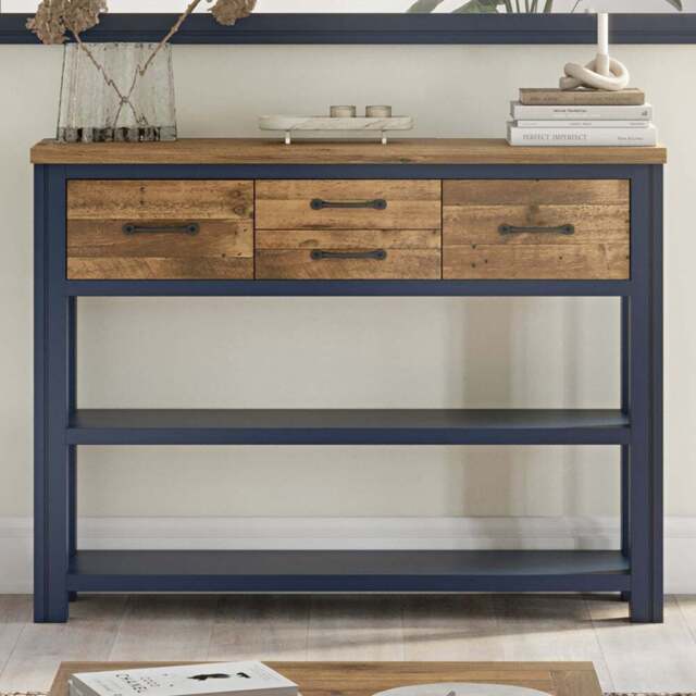 Baumhaus Splash of Blue 4 Drawer 2 Shelf Wooden Blue Low Bookcase - Wilko - image 1