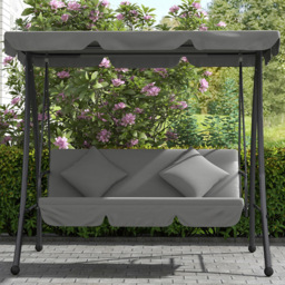 Outsunny 3 Seater Grey Adjustable Canopy Convertible Garden Swing Bed - Wilko