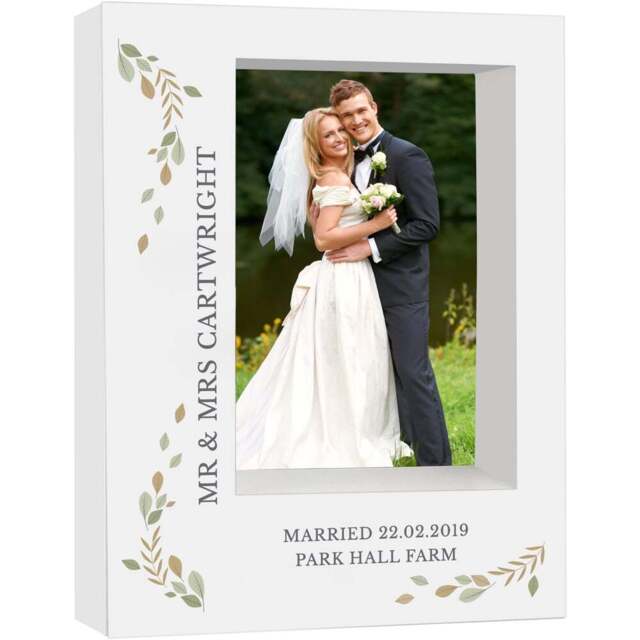 Personalised Memento Personalised Fresh Botanical Box Photo Frame 5 x 7 inch - White - Wilko - image 1