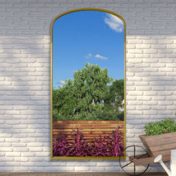 MirrorOutlet The Angustus Gold Metal Arched Garden Wall Mirror 200 x 100cm - Size: 200 x 100 x 3cm - Wilko - thumbnail 6