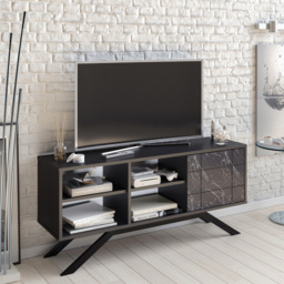 Decorotika North Single Door 4 Shelf Black Marble Effect TV Unit - Size: 58.6 x 130 x 38.6cm - Multi - Wilko - thumbnail 4