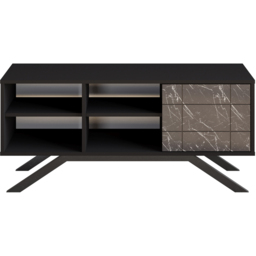 Decorotika North Single Door 4 Shelf Black Marble Effect TV Unit - Size: 58.6 x 130 x 38.6cm - Multi - Wilko - thumbnail 3