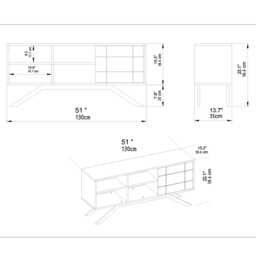 Decorotika North Single Door 4 Shelf Black Marble Effect TV Unit - Size: 58.6 x 130 x 38.6cm - Multi - Wilko - thumbnail 7