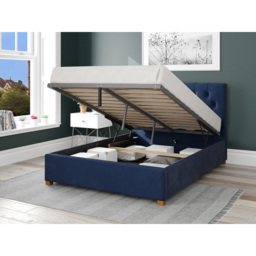 Aspire Olivier Double Navy Plush Velvet Ottoman Bed - Blue - Aspire Beds - Wilko - thumbnail 3