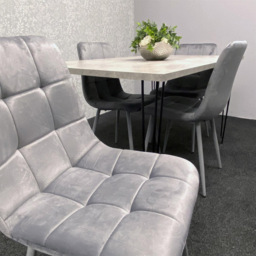Kosy Koala 4 Seater Wood and Velvet Tufted Dining Set Grey - Multi - Wilko - thumbnail 4