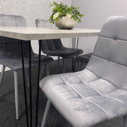Kosy Koala 4 Seater Wood and Velvet Tufted Dining Set Grey - Multi - Wilko - thumbnail 6