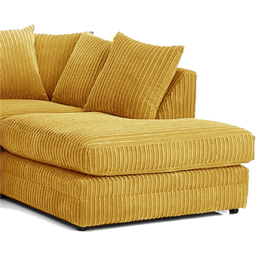 Luxor 3 Seater Mustard Jumbo Cord Right Hand Facing Corner Sofa - Yellow - Wilko - thumbnail 4