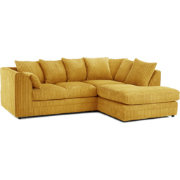 Luxor 3 Seater Mustard Jumbo Cord Right Hand Facing Corner Sofa - Yellow - Wilko - thumbnail 3