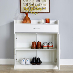 Home Source Novora 2 Door White Shoe Cabinet - Size: 90 x 82 x 34cm - Wilko - thumbnail 7
