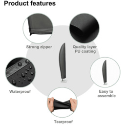 Home Source Duracover UV Jumbo Parasol Cover - Size: 190 x 43 x 25cm - Black - Wilko - thumbnail 5