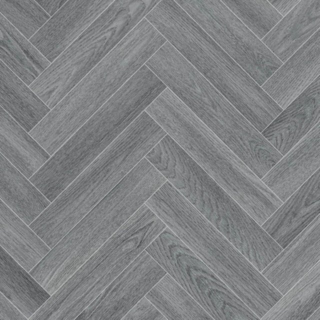 Herringbone Vinyl Flooring Washed Grey - Wilko - image 1