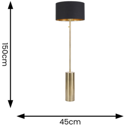 ValueLights Lexy Reni Black Shade Antique Brass LED Floor Lamp - Size: 150 x 45 x 45cm - Gold - Wilko - thumbnail 5