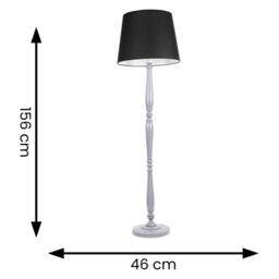 ValueLights Victoria Black Fabric Tapered Shade Grey Wood Traditional Stem LED Floor Lamp - Size: 156 x 46 x 46cm - Wilko - thumbnail 7