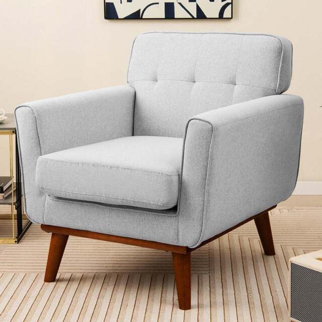 Costway Grey Padded Accent Armchair - Size: Single - Wilko - image 1