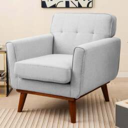 Costway Grey Padded Accent Armchair - Size: Single - Wilko