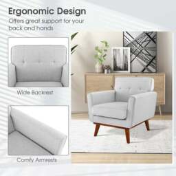 Costway Grey Padded Accent Armchair - Size: Single - Wilko - thumbnail 6