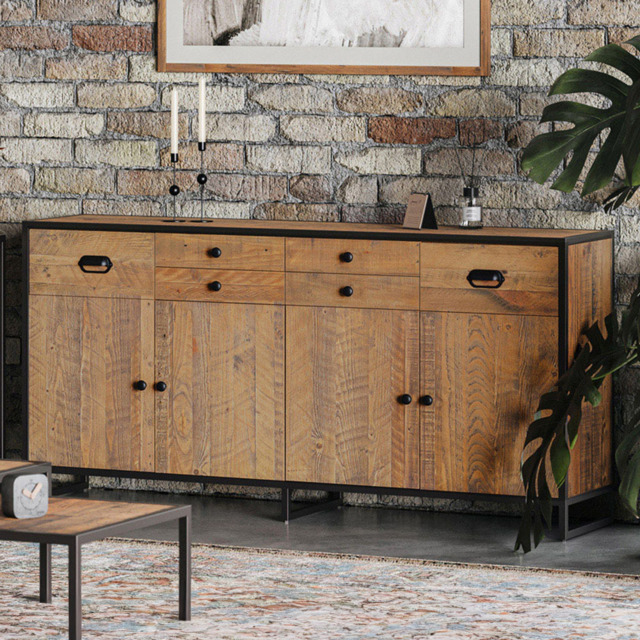 Baumhaus Ooki 4 Door 6 Drawer Sideboard - Brown - Wilko - image 1