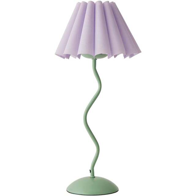 ValueLights Wiggle Lilac and Moss Green Pleated Scallop Shade Table Lamp and LED Bulb - Size: 52 x 25 x 25cm - Wilko - image 1