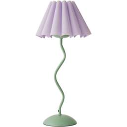 ValueLights Wiggle Lilac and Moss Green Pleated Scallop Shade Table Lamp and LED Bulb - Size: 52 x 25 x 25cm - Wilko