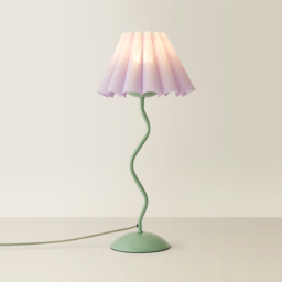 ValueLights Wiggle Lilac and Moss Green Pleated Scallop Shade Table Lamp and LED Bulb - Size: 52 x 25 x 25cm - Wilko - thumbnail 6