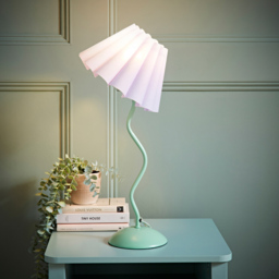 ValueLights Wiggle Lilac and Moss Green Pleated Scallop Shade Table Lamp and LED Bulb - Size: 52 x 25 x 25cm - Wilko - thumbnail 7