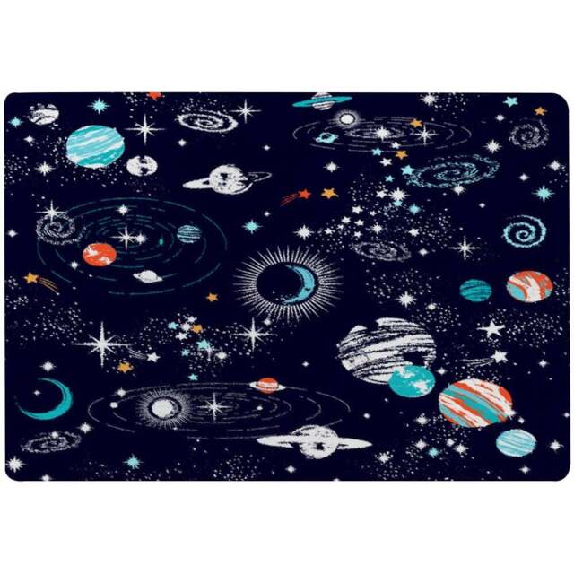 Benjamin Tate Design Faux Wool Large Space Galaxy Constellation Rug 200 x 140cm - Size: 200 x 140 x 1cm - Blue - Wilko - image 1