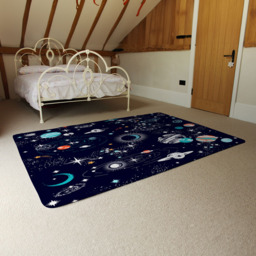 Benjamin Tate Design Faux Wool Large Space Galaxy Constellation Rug 200 x 140cm - Size: 200 x 140 x 1cm - Blue - Wilko - thumbnail 5