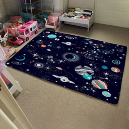 Benjamin Tate Design Faux Wool Large Space Galaxy Constellation Rug 200 x 140cm - Size: 200 x 140 x 1cm - Blue - Wilko - thumbnail 6