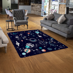 Benjamin Tate Design Faux Wool Large Space Galaxy Constellation Rug 200 x 140cm - Size: 200 x 140 x 1cm - Blue - Wilko - thumbnail 3