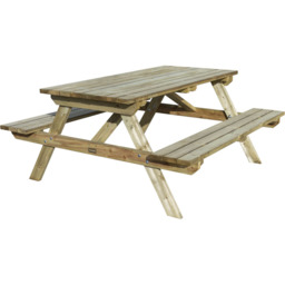 4ft Picnic Table - Size: 70 x 120 x 150cm - Brown - Rowlinson - Wilko - thumbnail 3
