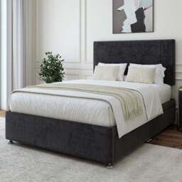 Bedmaster King Size Black Naples Linen 4 Drawer Divan Base with Valencia Headboard - Wilko - thumbnail 1