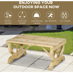 Outsunny 2 Seater Natural Wood Effect Outdoor Bench - Brown - Wilko - thumbnail 7