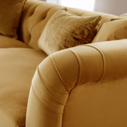 Elsie Chesterfield 4 Seater Ochre Plush Velvet Sofa Suite - Yellow - Wilko - thumbnail 6